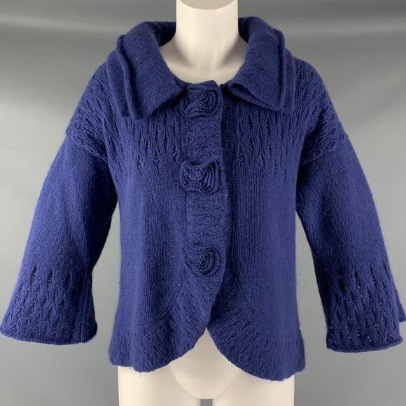 MARC JACOBS Size S Blue Lambswool Angora Textured Jacket - Picture 1 of 5